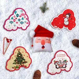 Indigifts Kids Cute Christmas Cloud Fridge Magnet & Santa Soft Toy Gifts-image-49