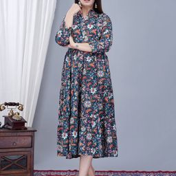 FebQ Women Floral Printed A-Line Midi Dress-image-55