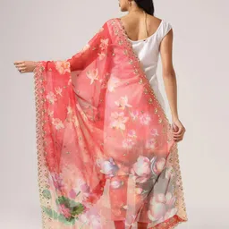 Kaizen TEXO FAB Printed Organza Dupatta with Sequinned image 4