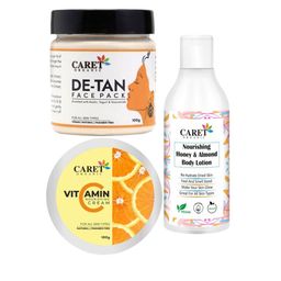 CARET ORGANIC Set Of 3 Body Lotion -100 ml, De Tan Face Pack & Vitamin C Cream -100 g Each-14