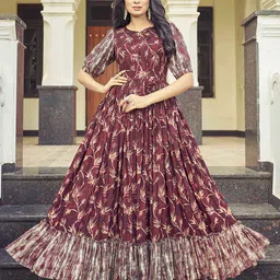 CHANSI Floral Printed Pleated Flared Maxi Dress-picture-39