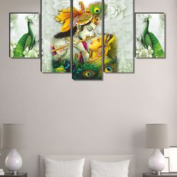Myntra Elegant Homes Green & Yellow 5 Piece Wood Religious Wall Paintings-image-88