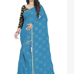 REDFISH Woven Bollywood Chiffon Saree-picture-4