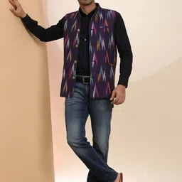 SKAVIJ Men Printed Woven Nehru Jacket-13