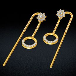 Joyalukkas Women 22KT Starry Circle Drop Gold Earrings 2.93g-image-25