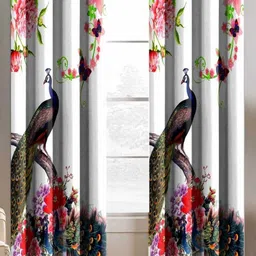 Aura 2 Pieces White & Red Floral Printed Door Curtains-image-59