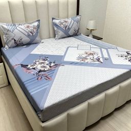 Pure Decor Majestic Blue Printed Pure Cotton 400TC King Bedsheet Set 2.74m x 2.74m-image-47