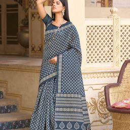 Mitera Ethnic Motifs Silk Blend Bagru Saree-picture-45