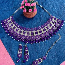 VATSALYA creation Purple Artificial Stones Jewellery Set-picture-11