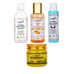 CARET ORGANIC Set of 4 Body Lotion, Vitamin C Face Wash, Papaya Gel & Honey Lotion-45