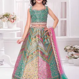 BAESD Girls Printed Tie and Dye Ready to Wear Lehenga & Blouse With Dupatta-image-42