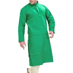 Exotic India Men Band Collar Straight Kurta with Pyjamas-image-97