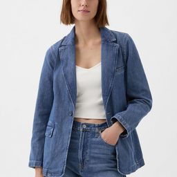 GAP Washed Effect Notched Lapel Collar Pure Cotton Single-Breasted Regular Fit Blazer-image-50