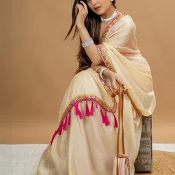 VRAGI Embroidered Pure Chiffon Saree-picture-42