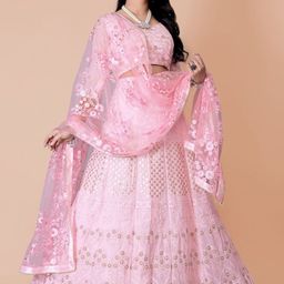 JIHU CULTURE Embellished Sequinned Semi-Stitched Lehenga & Unstitched Blouse With Dupatta-picture-37