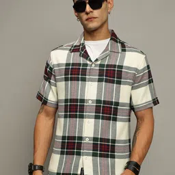 The Roadster Lifestyle Co Checked Pure Cotton Relaxed-Fit Shirt-image-35