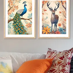 Kotart Brown Wood 2 Pieces Abstract Wall Paintings-picture-43