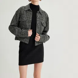 Koton Women Acrylic Crop Tailored Jacket with Embroidered-picture-16
