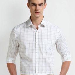 Arrow Men Modern Spread Collar Tartan Checked Cotton Slim Fit Formal Shirt-picture-11