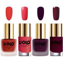 VOLO Set Of 4 Velvet Matte & Extra Shine Nail Polish - 8 ml Each - 44 - 46 - 56 - 34-28