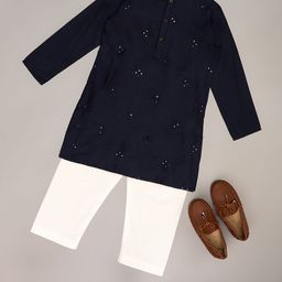 indus route by Pantaloons Boys Embroidered Regular Mirror Work Kurta with Pyjamas-24