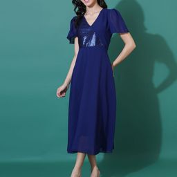 Curvydrobe Sequined Georgette Wrap Midi Dress-picture-37