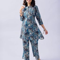 BAESD Women Abstract Printed Mandarin Collar Kurta Sets-picture-17