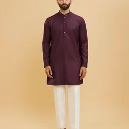 Twamev Mandarin Collar Zardozi Straight Kurta With Trousers & Nehru Jacket-image-34