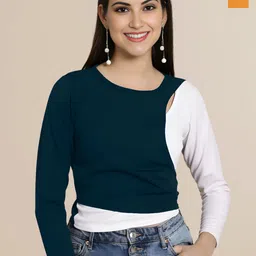 Mast & Harbour Women Pack of 2 Solid Colourblocked Sweetheart Neck Puff Sleeves Peplum Top-image-26