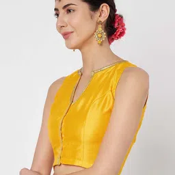 studio rasa Embellished Silk Front Open Saree Blouse image 2