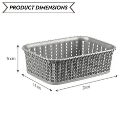 Kuber Industries Grey Self Design Pack of 2 Small Multi-Purpose Basket For Storage image 5