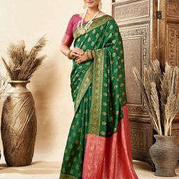 HERE&NOW Woven Design Zari Silk Blend Banarasi Saree-picture-14