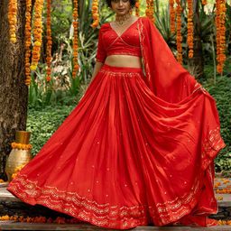 Suta Printed Gotta Patti Pure Cotton Semi-Stitched Lehenga & Unstitched Choli With Dupatta-picture-46