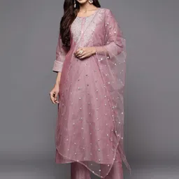 DIVASTRI Women Ethnic Motifs Embroidered Regular Kurta with Trousers & With Dupatta-picture-38