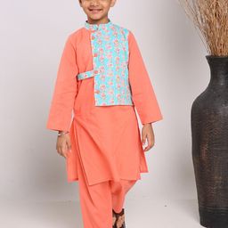 EthIndia Boys Ethnic Motifs Printed Regular Pure Cotton Kurta with Pyjamas-image-31