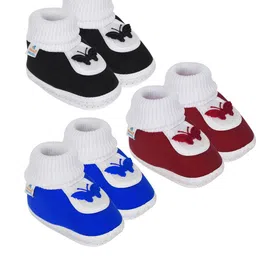 NESKA MODA 0 To 6 Months Baby Boy & Girls 3 Pair Set Cotton Butterfly Newborn Skin-Friendly Booties-picture-15