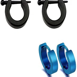 shobhram Set Of 2 Silver-Plated Contemporary Hoop Earrings-10