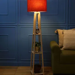 sanded edge Sunny 3 Shelves Floor Lamp In Natural Wood Color Finish-picture-16