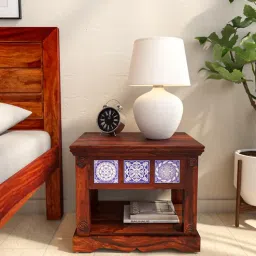 mudramark from pepperfry Kamchini Sheesham Wood Bedside Table In Scratch Resistant Honey Oak Finish-picture-49