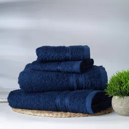 Welspun Navy Blue 4 Pieces Cotton 380 GSM Towel Set-picture-32