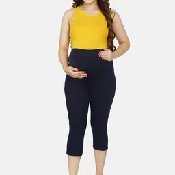 Baby Moo Women Maternity Three Fourth-Length Cotton Leggings-image-58