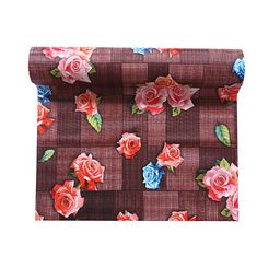 Kuber Industries Maroon & Pink Floral Printed Waterproof & Anti-Slip Shelf Mat-58