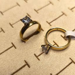 RaasRani Gold-Plated Cubic Zirconia Stone-Studded Round Solitaire Finger Ring-image-6