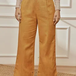 VASTRAMAY Women Cotton Linen Relaxed Fit Lounge Pants-image-63