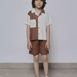 skm empire Boys Colourblocked Pure Cotton Shirt With Shorts-image-92