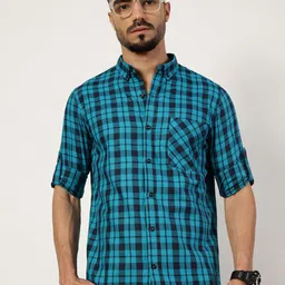 Thomas Scott Men Premium Slim Fit Opaque Checked Casual Shirt-image-94