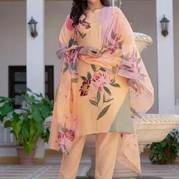 Rujave Women Embroidered Regular Thread Work Kurta with Trousers & With Dupatta-picture-16