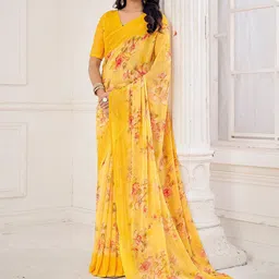 Saree mall Floral Pure Chiffon Designer Bagru Sarees-image-96