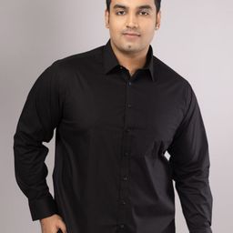 Sizeupp Men Comfort Spread Collar Solid Cotton Formal Plus Size Shirt-image-22