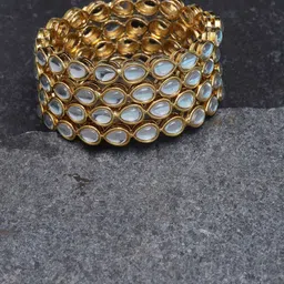 PANASH Set of 4 Gold-Plated Kundan-Studded Bangles-20